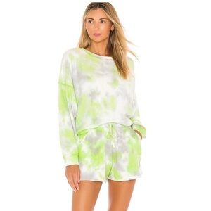 FREE PEOPLE Kelly Washed Tie Dye Lime Set XS/M